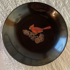 Courac Inlay Cardinal Bird Dish